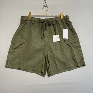 NWT Standard Surplus Pull On Tencel Cargo Shorts Olive Green Womens Size L‎